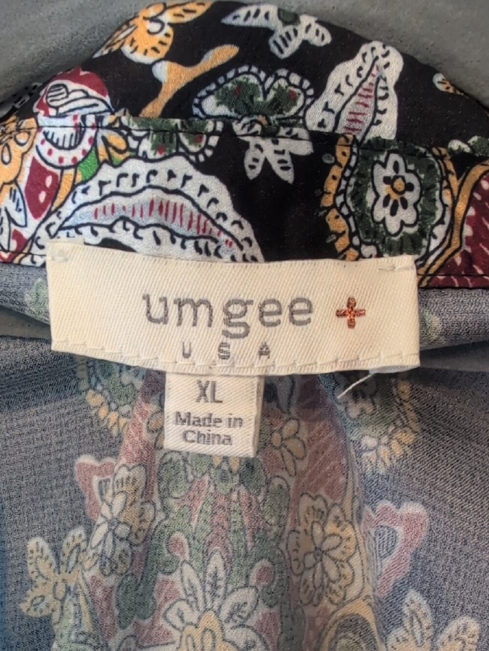 Umgee Black Multicolor Paisley & Geometric Button Blouse Size XL NWOT - Picture 5 of 8